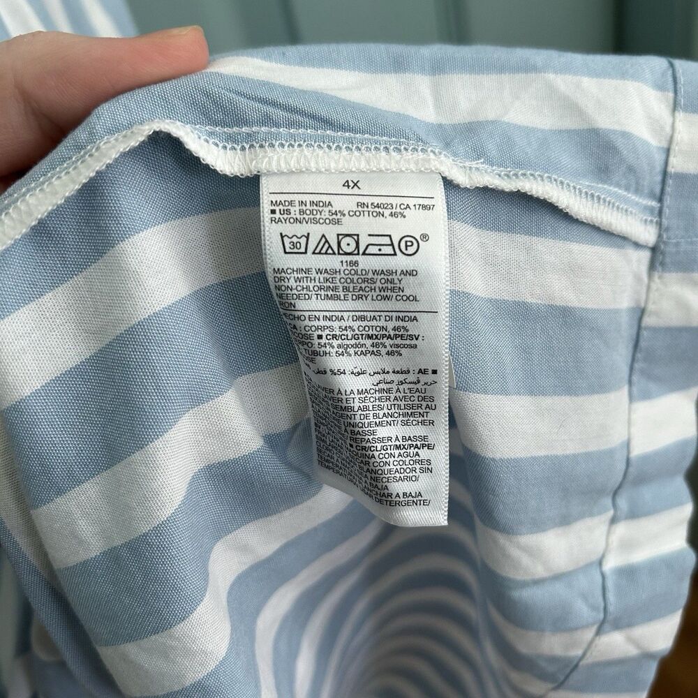 Old Navy Katherine Maxi Dress 4X Blue White Striped Tiered V-Neck Pockets‎ - Picture 6 of 11